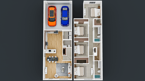Floor plan for 4 beds, 2.5 baths, 1620 sqft